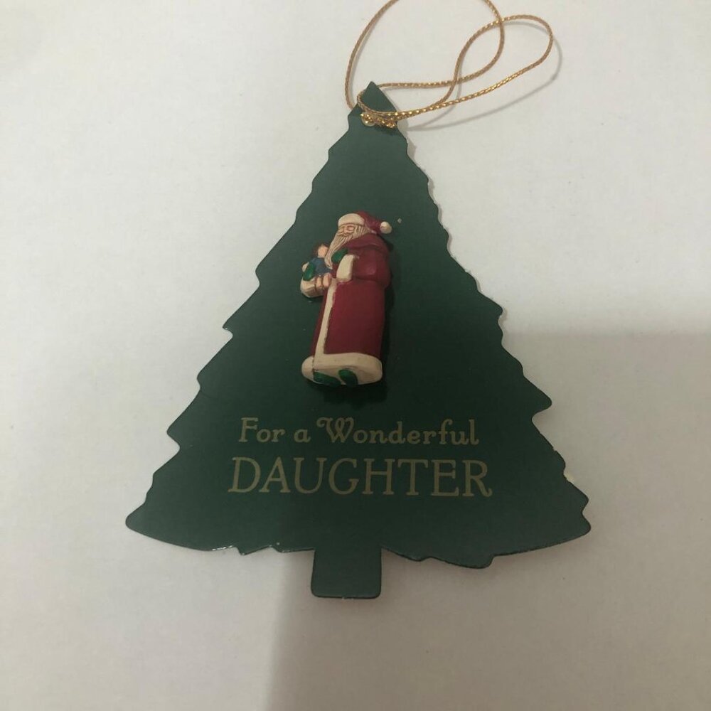 New Hallmark Ornament Card With Santa For A Wonderful Daughter Lapel Pin Brooch